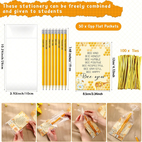 Bee Themed Gift Sets, 24 Bee Notebooks and 48 Bee Pencils, Mini Notebooks for Kids Back to School Gifts