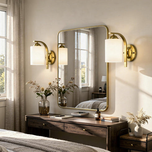 Wall Sconces Lights Lamp for Bedroom Bathroom, Modern Vanity Light Fixtures, Gold Farmhouse Wall Mount Lighting