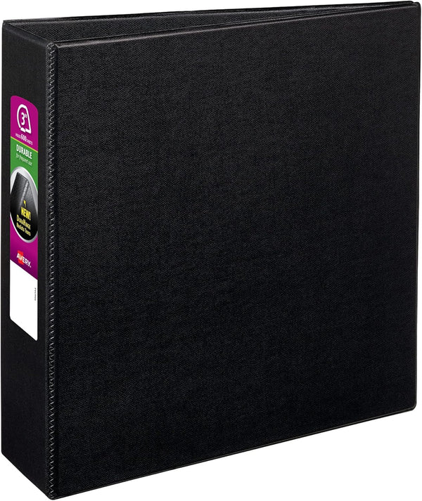 Avery Durable 3 Ring Binder, 1 Black Binder, 3" Slant Rings (27650)