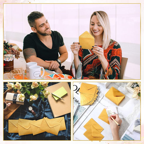 Yahenda 200 Count Mini Gift Card Envelopes, Bulk Wedding Pocket Small Paper Envelopes, 4 x 2.7 Inch (Gold)