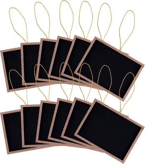 Super Z Outlet Mini 3" x 4" Wooden Frame Hanging Chalk Blackboard for Arts & Crafts, 12 Pack