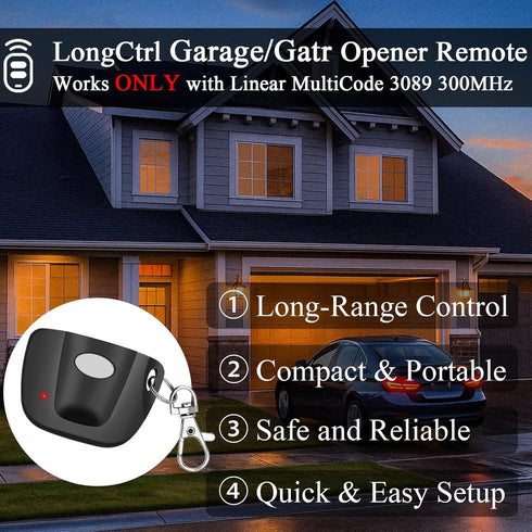 LongCtrl 2-Pack 300MHz 10 3089,3070,3060,308911,MCS308911,MCS306010,MCS3070 Only dip Switch for Multicode Garage Gate