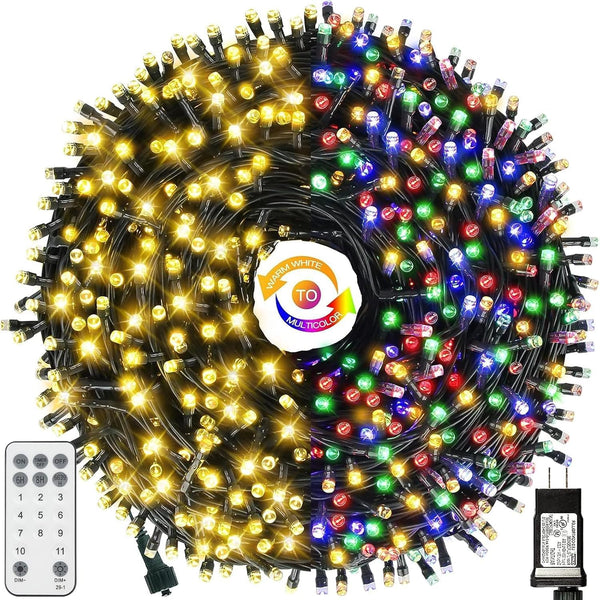 MZD8391 Color Changing Christmas String Lights Outdoor Indoor, 108FT 300 LED Warm