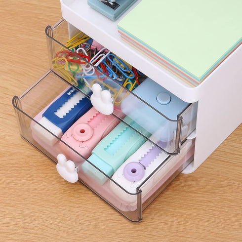 LETURE Small Desk Organizer With Drawer, Office Desktop Storage Box for Business Card/Pen/Pencil/Mobile Phone/Stationery