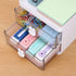 LETURE Small Desk Organizer With Drawer, Office Desktop Storage Box for Business Card/Pen/Pencil/Mobile Phone/Stationery