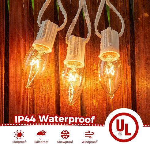C9 25FT 25 C9 Minetom Clear Christmas String Lights, Blubs Bright & Warm Outdoor Christmas Lights, Long Life String