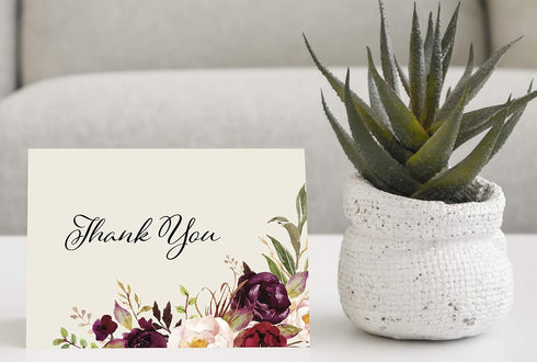 MPC Brands (50, Funeral Thank You Cards - Sympathy Bereavement Thank You Cards With Envelopes - Message Inside Rose)