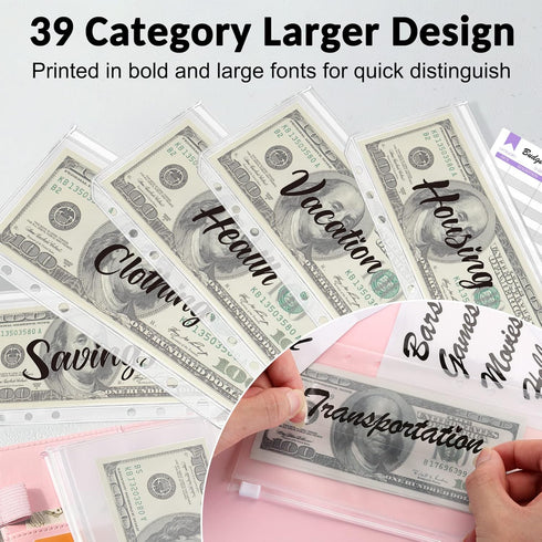 Sooez Budget Binder with Zipper Cash Envelopes & Expense Sheets for Budgeting and Saving Money, Money Organizer with
