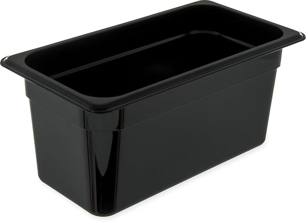 Carlisle FoodService Products Storplus Food Pan, Storage Container with Spoonable Corners, 1/3 Size 6 Inches Deep, Black
