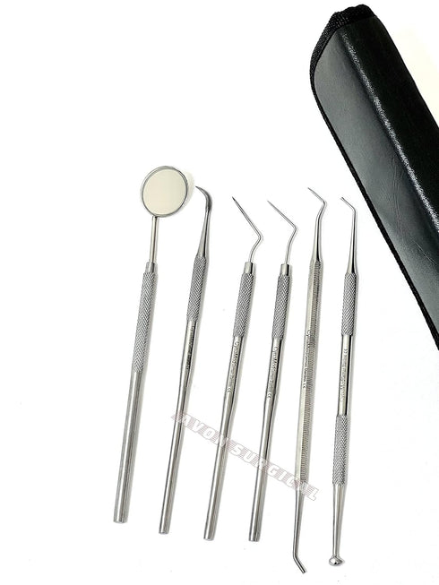 GERMAN Dental Hygiene Kit, 6 Piece Dentist Tools for Teeth Cleaning and Gum Health