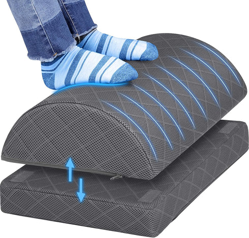 Foot Rest for Desk & Gaming Accessories, Comfortable Footrest with 2 Adjustable Heights & Removable Cover, Office Desk
