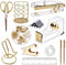 EOOUT Gold Office Supplies Set, Acrylic Stapler, Tape Holder, Phone Holder, Scissors, Binder Clips, Ruler, and More