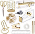 EOOUT Gold Office Supplies Set, Acrylic Stapler, Tape Holder, Phone Holder, Scissors, Binder Clips, Ruler, and More