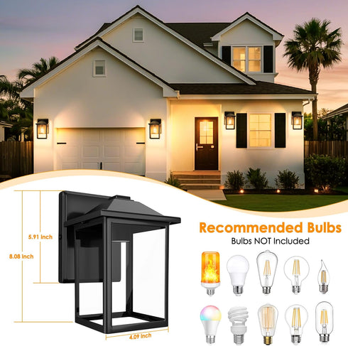 MATAMEYE Outdoor Wall Lantern, Exterior Waterproof Wall Sconce Light Fixture, Black Front Door Mounted Lighting