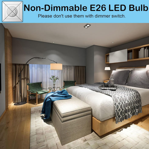 E26 LED Bulb, 100W Equivalent, 12W Medium Base, Non-Dimmable, Daylight White 6500K, 10 Pack