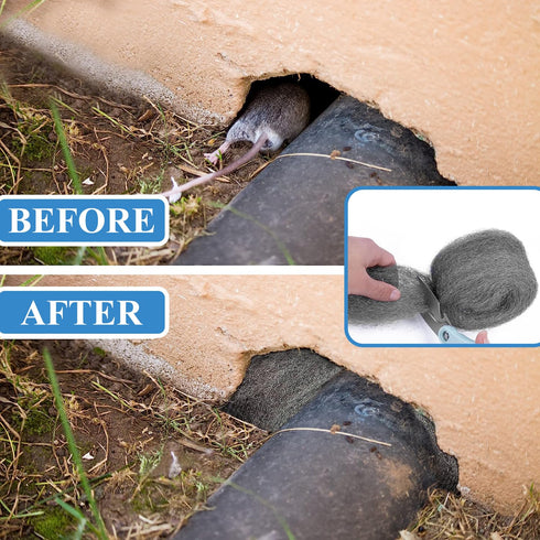 TAFFY'S Steel Wool for Mice Control, 1 Pack of 3"×15Ft Gap Filter for House & Garage, Keep Mice Away
