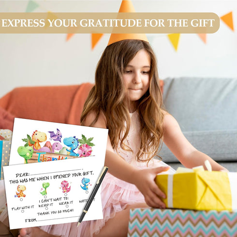 HMJKL 20 Pack (16) Dinosaur Thank You Cards Fill In The Blank, Dino Thank You Notes For Kids, Thank You Greeting Cards