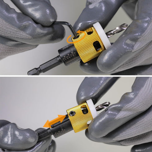 1/8"x3/8" Carbide Tipped Countersink Drill Bits with Low Friction Depth Stop for Wood and Plastic