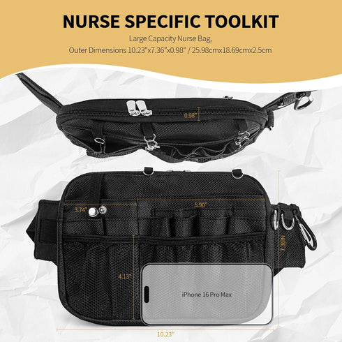 PTAHON Pack Pack Nurse Fanny with Stethoscope Holder - Medical Bag, Pocket Organizer, Utility for Work Tools, Vet Tech