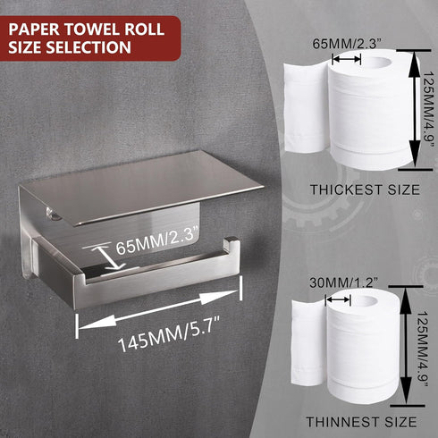 A8367BN LANC Bathroom Toilet Paper Holder with Shelf, Brushed Nickel Toilet Paper Roll Holder with Wipes Shelf