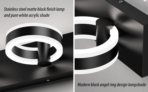 Fixtures,15inch 2 350 LED Bathroom Light Black Vanity Lights, Modern Light Acrylic Wall Sconces, Rotatable Wall