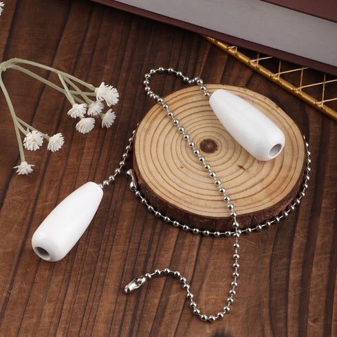 Gosknor 4pcs 12.68in Ceiling Fan Chain Extenders, Light Pull Chain Extension Wooden Beaded Balls Fan Pull Chain Pendant