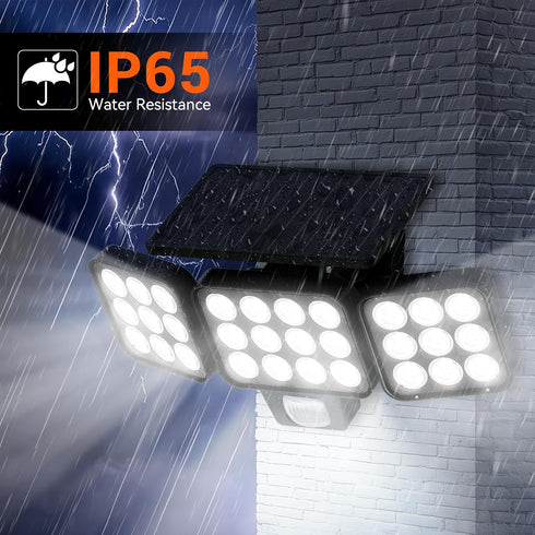 3500LM 3 Yard-2Pack WdtPro Solar Lights Outdoor Flood Light, Bright Motion Sensor Outdoor Lights, Heads & Upgrade Glass