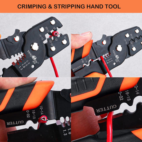 Wire Stripper Crimper Pliers Set for AWG 10-22, 2 PCs Wire Stripping and Crimping Tool with Wire Cutter