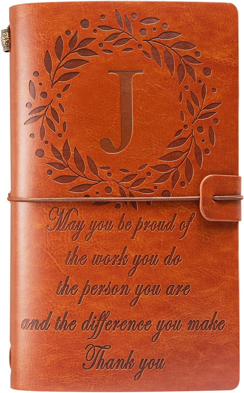 Thank You Gifts Monogrammed Initial Leather Journal, Make a Difference Notebook, Inspirational Gifts, Appreciation
