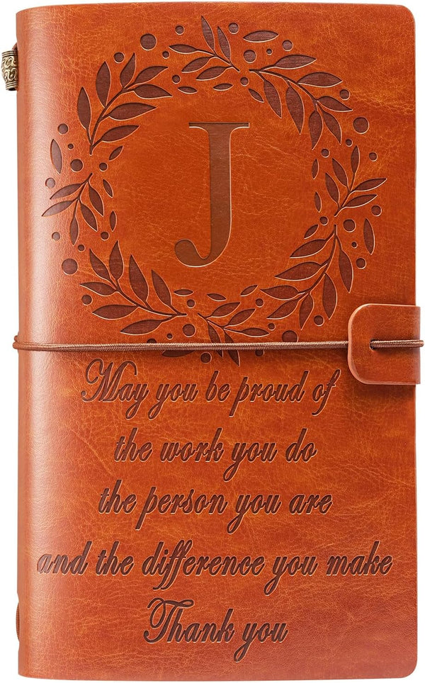 Thank You Gifts Monogrammed Initial Leather Journal, Make a Difference Notebook, Inspirational Gifts, Appreciation