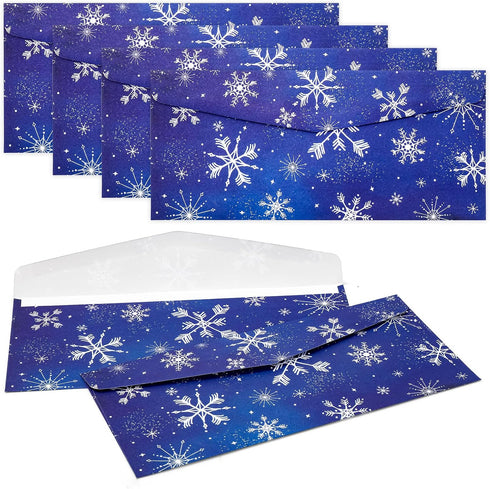Whaline 150Pcs Christmas Money Envelope, Blue White Snowflake Cash Envelope for Holiday Mailing and Invitations