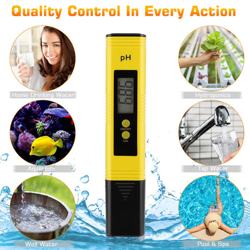 0.01 0-14 (2, PH Meter for Water Hydroponics Digital PH Tester Pen High Accuracy Pocket Size with PH Measurement Range