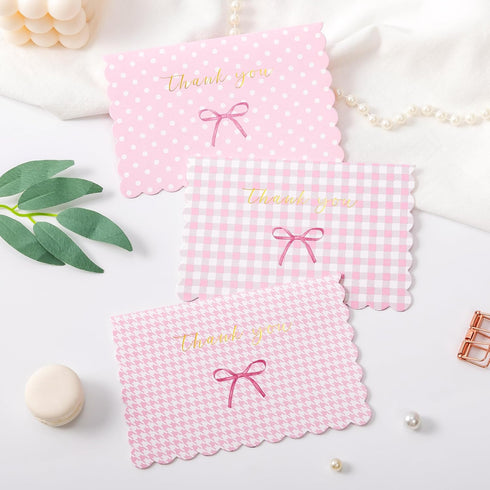 Envelopes,50 Pack Crisky Thank You Cards with Pink Thank You Cards Bulk Bow Style for Baby Shower, Birthday, Wedding