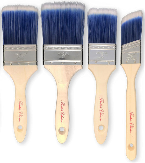 Bates Paint Brushes Set - 4 Pack, Professional Wall Brush, Wood Handle, House, Trim, Sash Paint Brushes