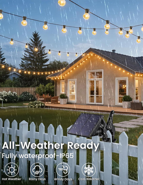 25FT G40 10+1 Bulbs, Dimmable&3 Brightever Solar String Lights Outdoor Waterproof, Solar Lights with Remote and LED
