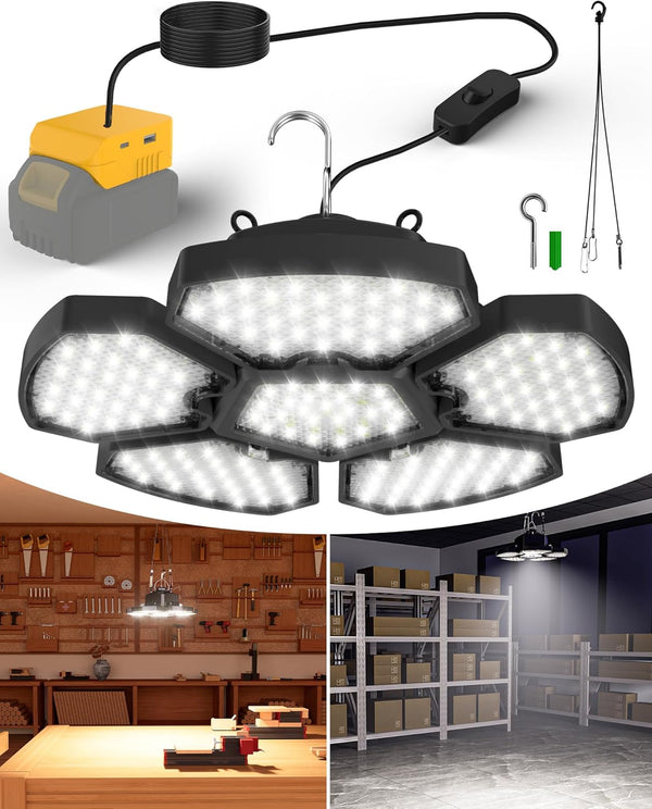 T-SUN Battery Operated Shed Lights, LED Work Light Compatible with Dewalt 20V Battery