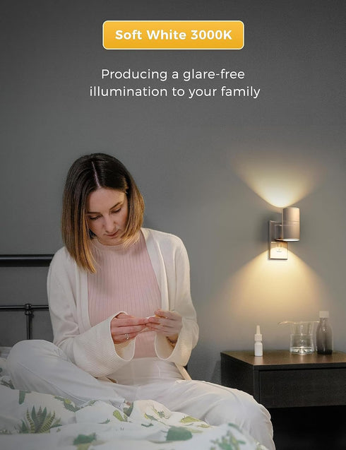 0-100LM 3000K, Dimmable 2 Pack L LOHAS LED Night Light Plug in, Night Lights Plug into Wall, Light Sensor, Soft White
