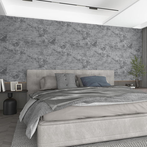 15.75" x 118" Dark Grey Concrete Wallpaper, Peel Stick Cement Contact Paper for Bathroom Kitchen, Waterproof Vinyl Film