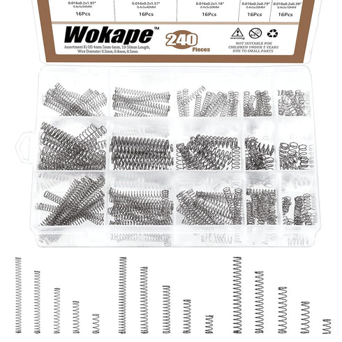 240Pcs Compression Springs Assortment Kit, Mini Stainless Steel Extension Springs for Shop and Home Repairs
