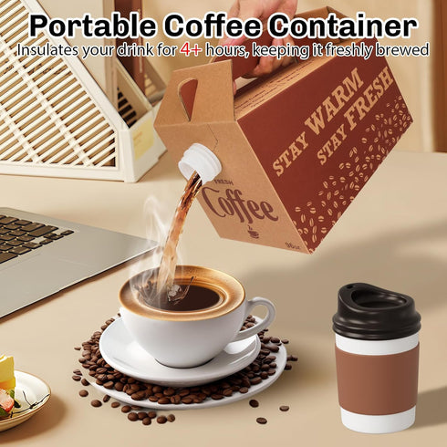 INPARALLUV 10 Pack (96 oz) Disposable Coffee Box Dispensers Coffee to Go Drink Containers Insulated Hot Beverage
