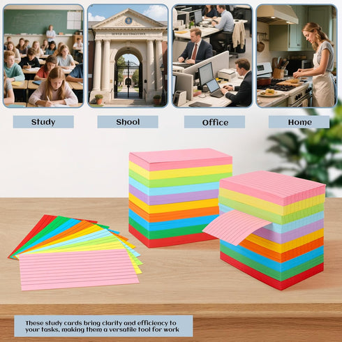 Tecmisse 3 5 600 10 Index Cards x Colored, PCS Colorful Flash Index Card, Note cards, Study Cards, Flash Cards