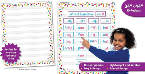 Teacher Created Resources Confetti 10 Pocket Chart, 34" x 44", TCR20328