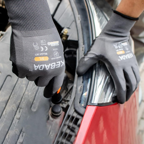 W1 Touchscreen Work Gloves for Men and Women, 12 Pairs Bulk Pack, Lightweight Gray Small