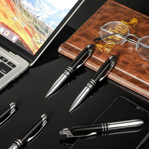 Zonon 15 3 1 1.0 mm Pieces in Ballpoint Pen with LED Flashlight and Stylus Tip Multi-Function Capacitive Pen, Black Ink