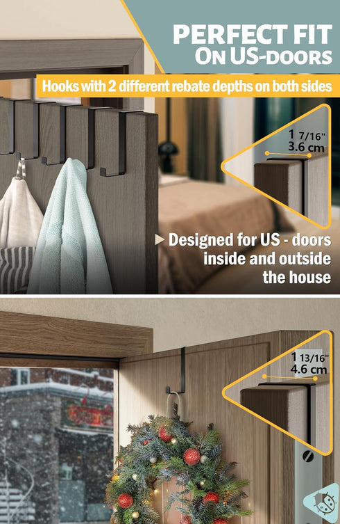 Menz SET of 10 Over The Door Hooks - Black 2-Sided Hooks for Hanging Indoors and Outdoors