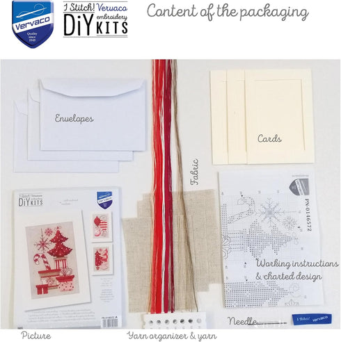 Vervaco Greeting Card Kit, Christmas Motifs, Set of 3