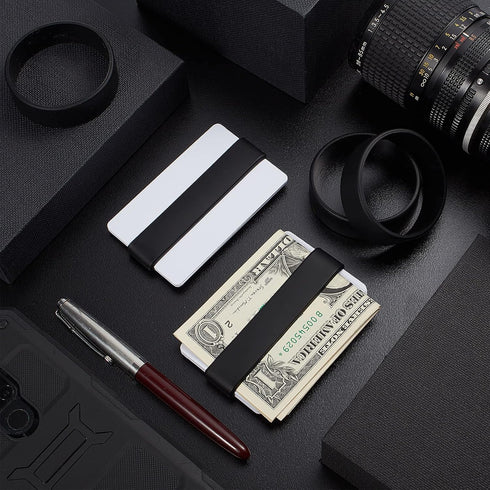 Set 8 4 of Elastic Money Bands - Silicone Wallet Bands, Cash Card Holder, Money Clip Alternative, with PVC Cards