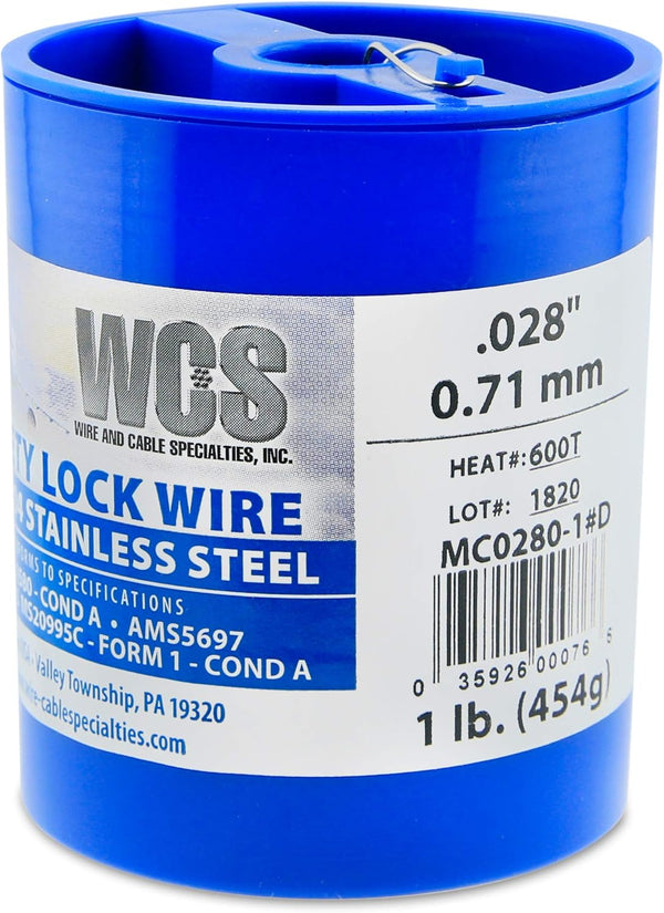 Lock Wire, T302/304 Stainless, NASM20995, MS20995C, ASTM A580 Cond A, 1 lb Dispenser Can, Approx. 474 ft