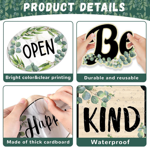 Back to School Eucalyptus Motivational Classroom Bulletin Board Decorations, Greenery Inspirational Quotes Cutouts