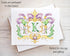Designing Moments Monogrammed 25-17 Custom Mardi Crest Monogram Folded Note Cards, Watercolor Mardi Gras Green